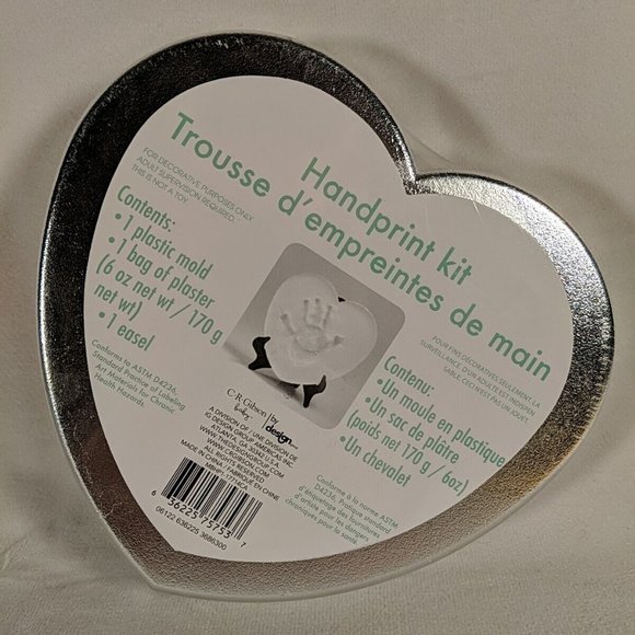 NEW "My Tiny Hand Print" C.R. Gibson Baby Heart Shaped Kit in Silver Box Plaster - Picture 4 of 7